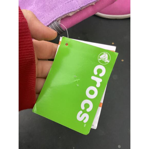 Crocs Womens Adela Foldover Fuzz Bootie Blue Violet Shoes W6 - Picture 3 of 5